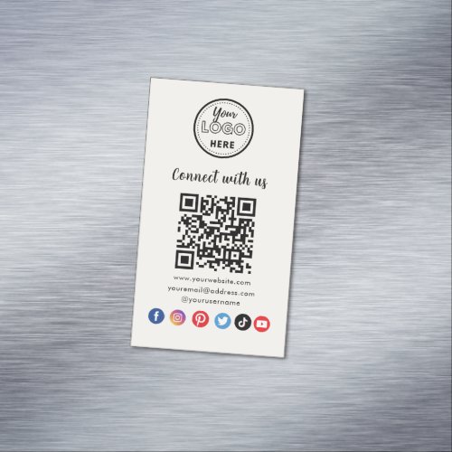 Professional QR Code Connect With Us Social Media Business Card Magnet