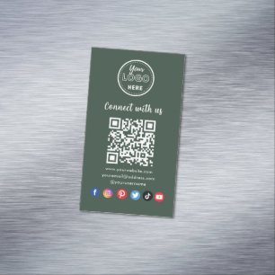 Professional QR Code Connect With Us Social Media Business Card Magnet