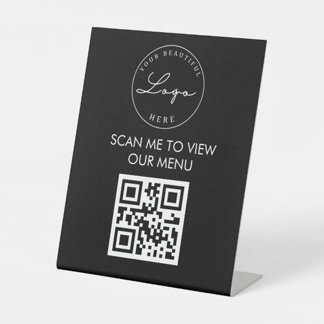 Professional QR Code Contactless Menu Pedestal Sign (Front)