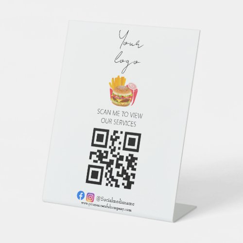 Professional qr code contactless menu  pedestal sign