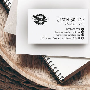 Professional QR Code Employee Pilot Airplane  Business Card
