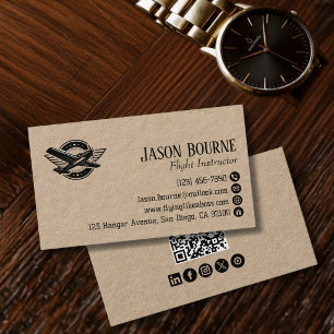 Professional QR Code Employee Pilot Airplane Business Card