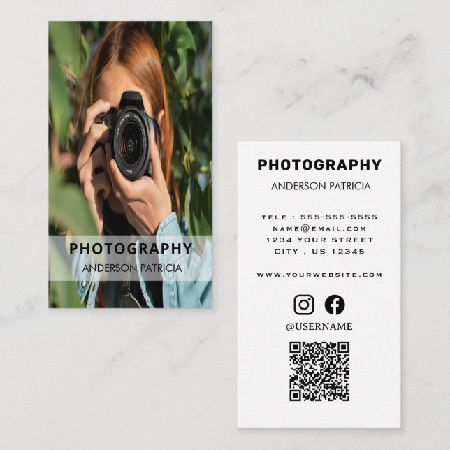 Professional QR Code Full Photo Business Card (Front/Back)