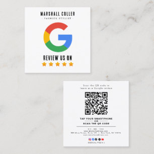 Professional QR Code Google Review  Square Business Card