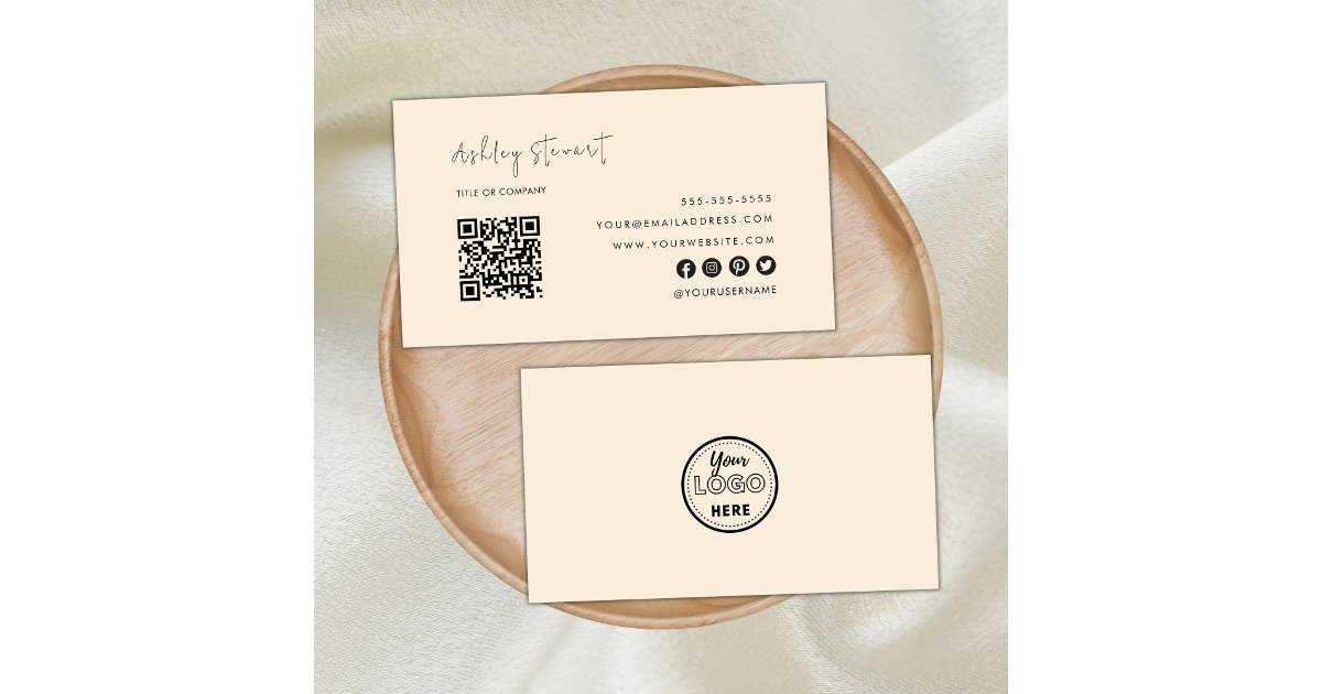 Professional Qr Code Logo Modern Trendy Boho Business Card | Zazzle