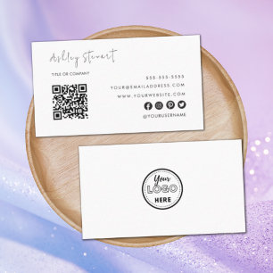 Professional Qr Code Logo Modern Trendy White Business Card