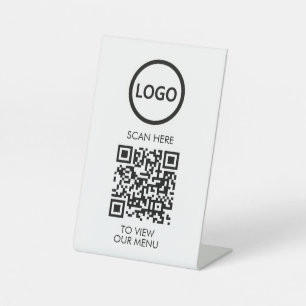 Professional QR Code Menu, Logo Contactless Modern Pedestal Sign