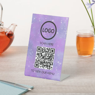Professional QR Code Menu, Logo Contactless Modern Pedestal Sign