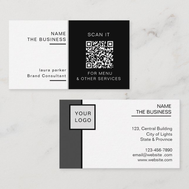 Professional QR Code Minimal Scannable Promotion  Business Card (Front/Back)