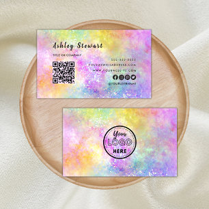 Professional Qr Code Modern Holo Opal Stylish Logo Business Card