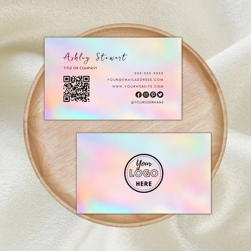 Professional Qr Code Modern Pink Opal Stylish Logo Business Card