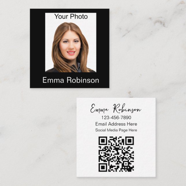 Professional QR Code Photo Business Cards (Front/Back)