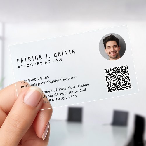 Professional QR Code Photo Clear Business Cards