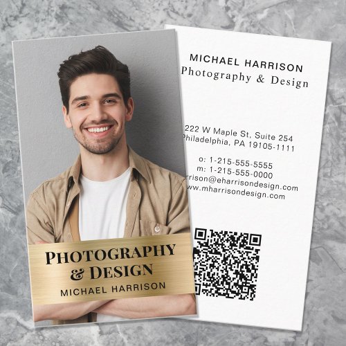 Professional QR Code Photo Gold Business Card