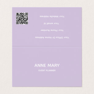Professional QR Code Purple White Lavender Violet Business Card