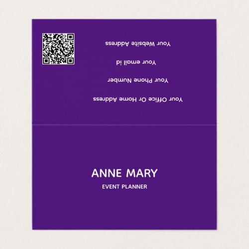 Professional QR Code Purple White Modern Colorful  Business Card