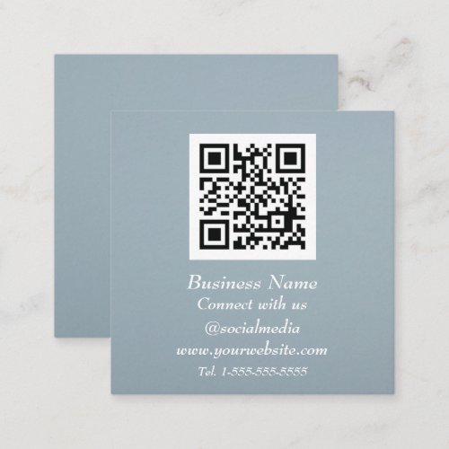 Professional QR Code Scannable Dusty Blue Modern Square Business Card