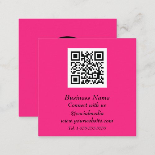 Professional QR Code Scannable Magenta Pink Modern Square Business Card