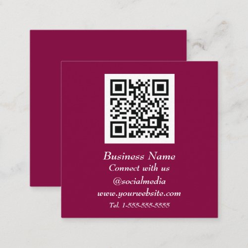 Professional QR Code Scannable Pink Modern Square Business Card