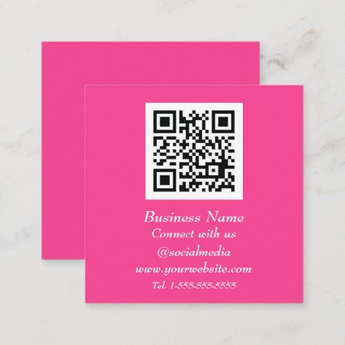 Professional QR Code Scannable Pink Modern Square Business Card