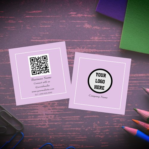 Professional QR Code Scannable Purple Lilac Square Business Card