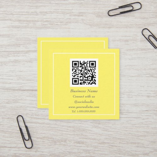 Professional QR Code Scannable Yellow Modern Square Business Card