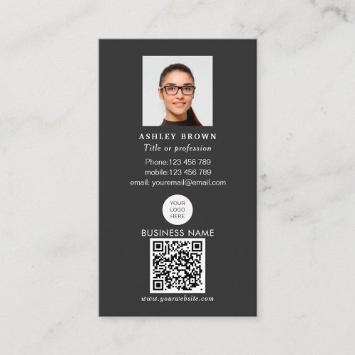 Professional QR code Simple Modern logo photo Busi Business Card