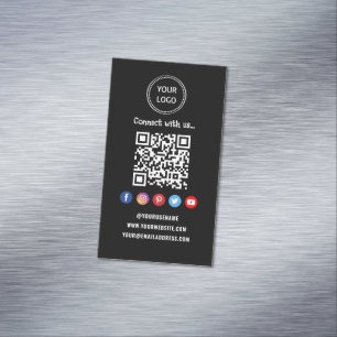Professional Qr Code Social media Connect with us Business Card Magnet