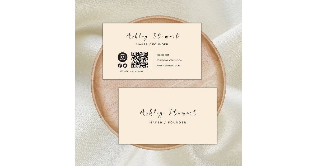 Professional Qr Code Social Media Modern Boho Business Card | Zazzle