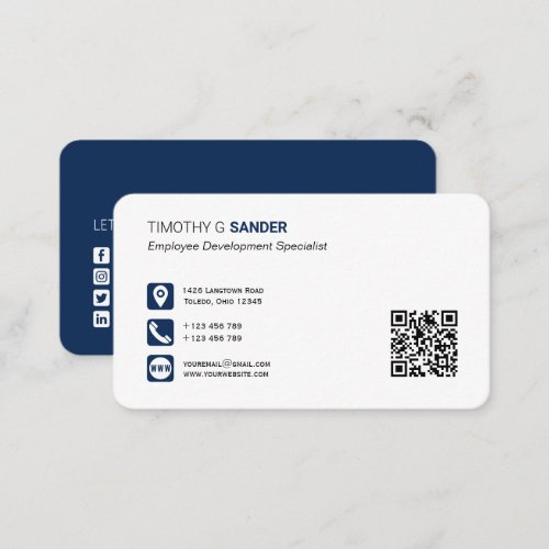 Professional QR code social media networking blue  Business Card