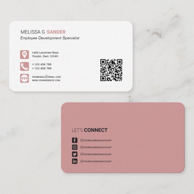 Professional QR code social media networking Busin Business Card (Front/Back)