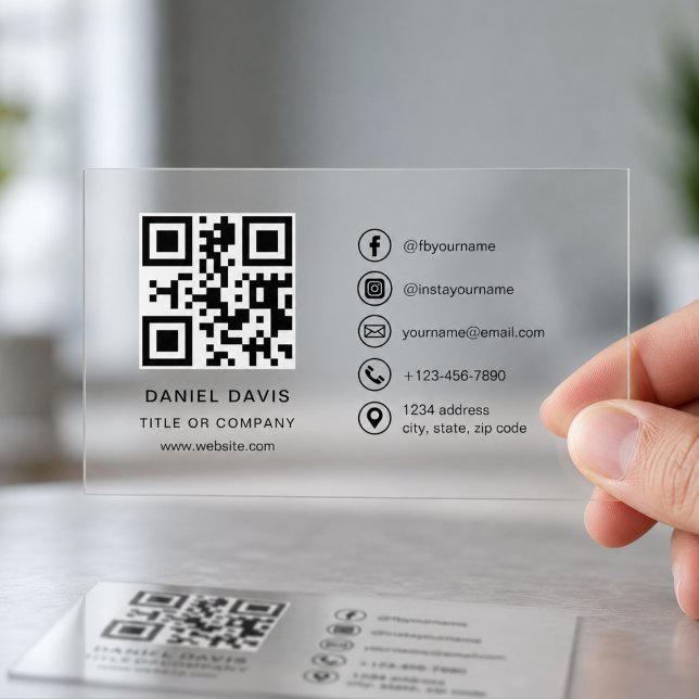 Professional QR Code Transparent Clear Business Cards (Creator Uploaded)