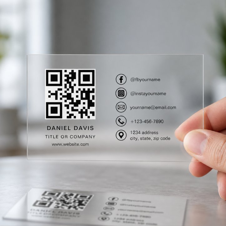 Professional QR Code Transparent Clear Business Cards