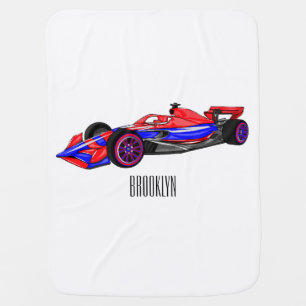 Professional racing car cartoon illustration baby blanket