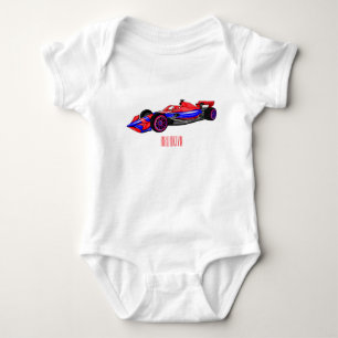 Professional racing car cartoon illustration baby bodysuit
