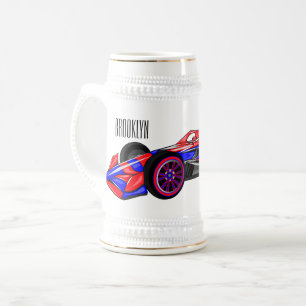 Professional racing car cartoon illustration beer stein