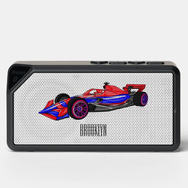Professional racing car cartoon illustration bluetooth speaker (Front)