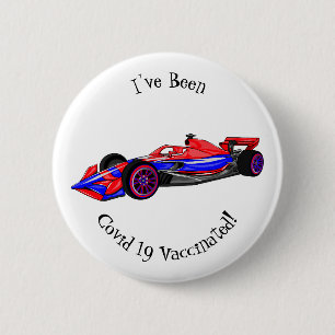 Professional racing car cartoon illustration button