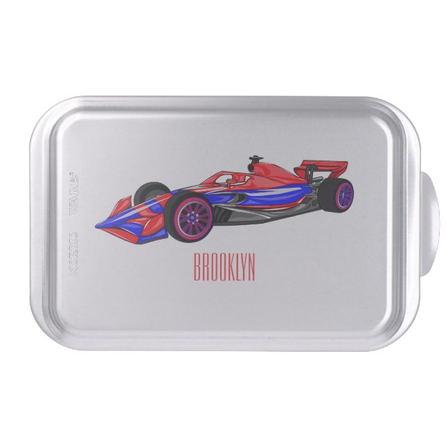 Professional racing car cartoon illustration cake pan (Front)