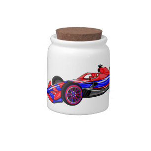 Professional racing car cartoon illustration candy jar