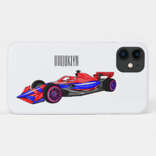 Professional racing car cartoon illustration iPhone 11 case