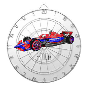 Professional racing car cartoon illustration dart board