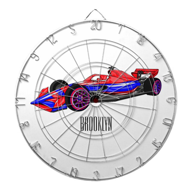 Professional racing car cartoon illustration dart board (Front)