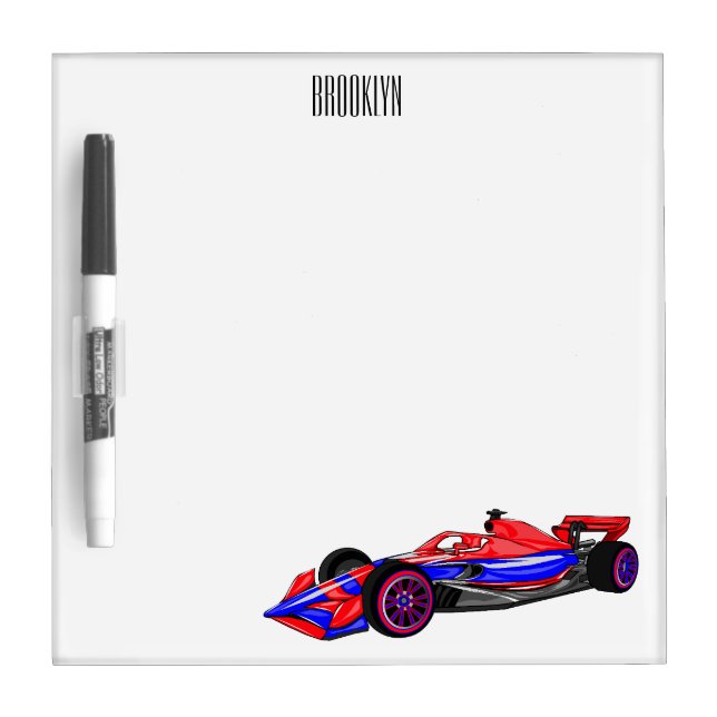 Professional racing car cartoon illustration dry erase board (Front)