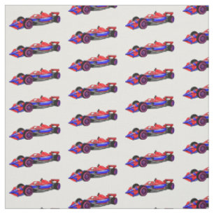 Professional racing car cartoon illustration fabric