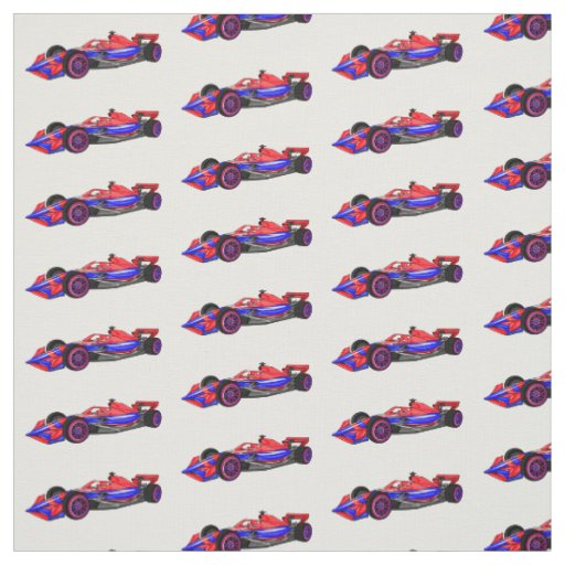 Professional racing car cartoon illustration fabric