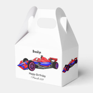 Professional racing car cartoon illustration favor boxes