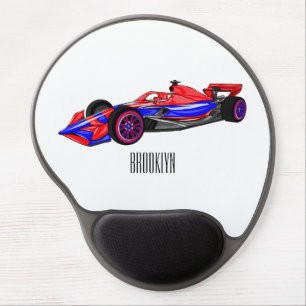 Professional racing car cartoon illustration gel mouse pad