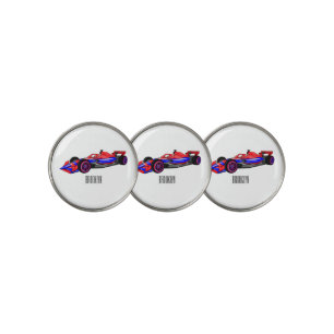 Professional racing car cartoon illustration golf ball marker