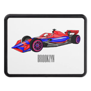 Professional racing car cartoon illustration hitch cover